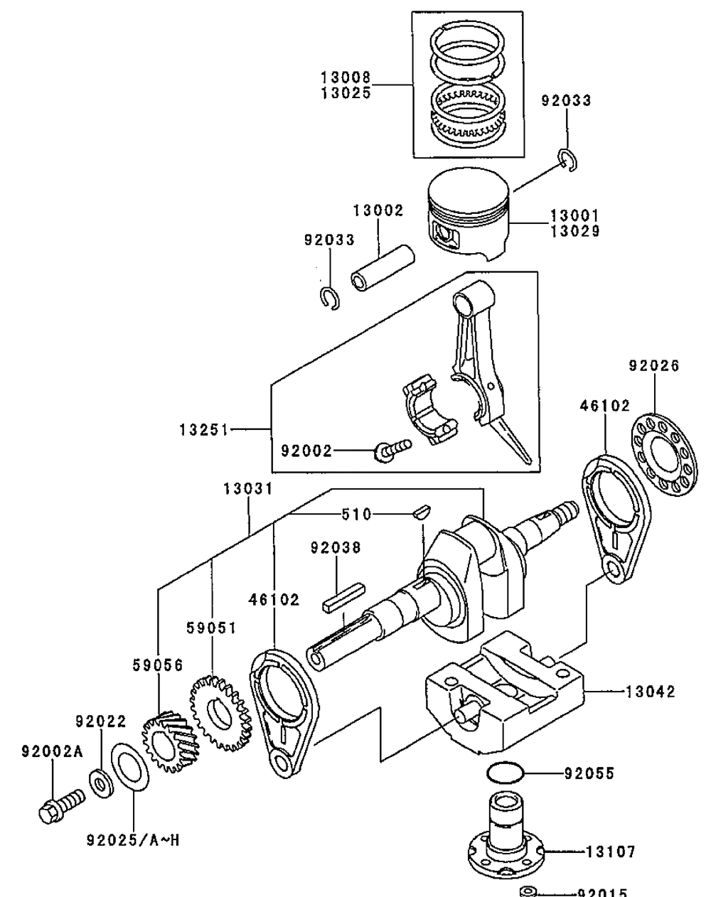 Kawasaki Fe250d-As09 Piston And Crankshaft Diagram and Parts List for 56A843VK 750 Cub Cadet Lawn Tractor Accessories